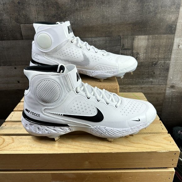 NEW NIKE ALPHA HUARACHE ELITE 3 MID WHITE BASEBALL CLEATS CV3550-105 MENS SZ 14 - Picture 3 of 5
